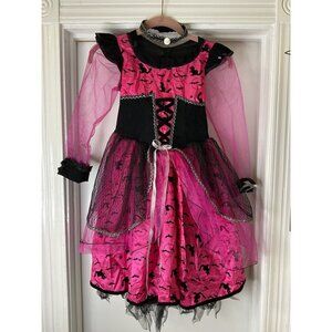 Rubies Pink & Black Witch Costume Girls Medium With Choker Halloween Dress